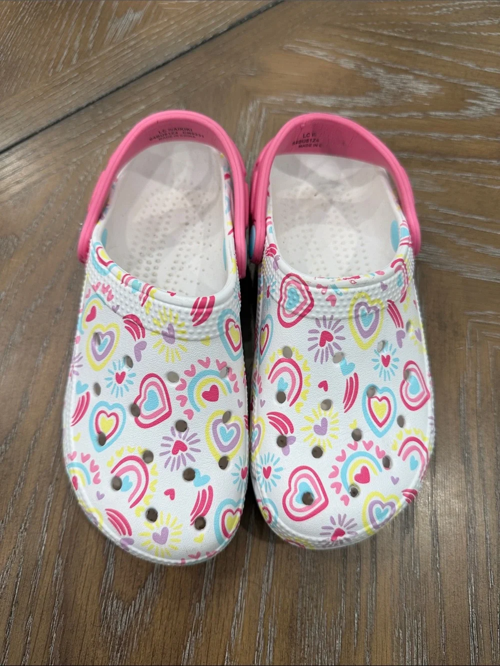 Girls' Pink-Trim Heart & Rainbow Slip-On Sandals